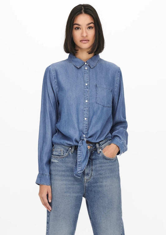 Jacqueline De Yong - Camicia Donna Jasper Blu Medio Denim
