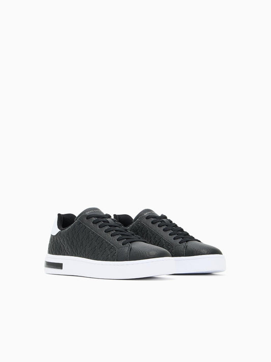 Scarpe da ginnastica con lacci e logo in rilievo allover Uomo Nero