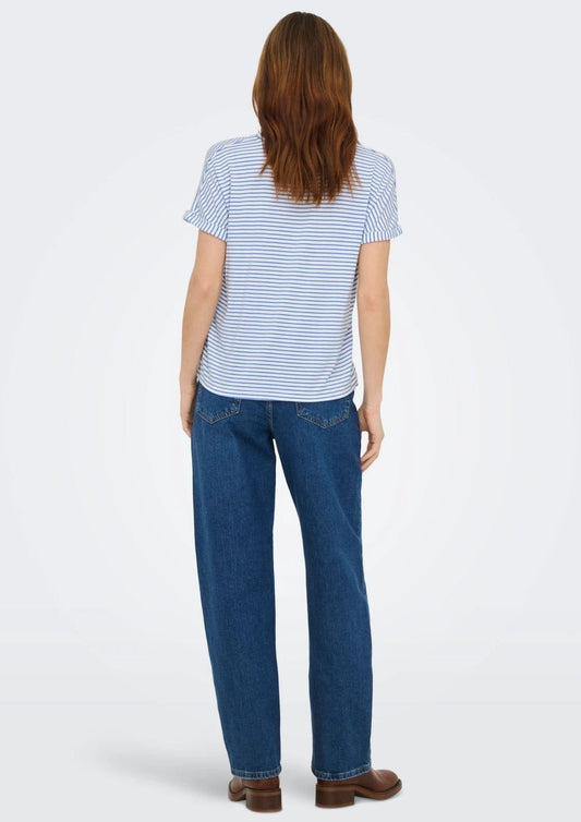 Jacqueline De Yong - Women's Sissi White and Blue Cashmere Sweater