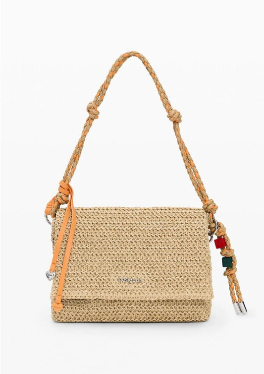 Desigual - Borsa Donna Bag Half Logo Raffia Venecia Beige