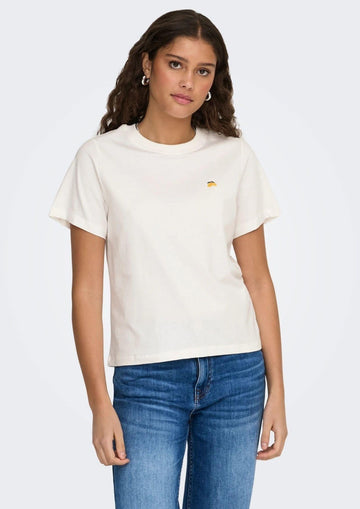 Jacqueline De Yong T-Shirt Donna Pisa Bianca con Limone