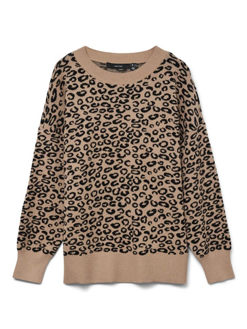 NANCY Pullover lungo Donna Silver Mink Black Leo