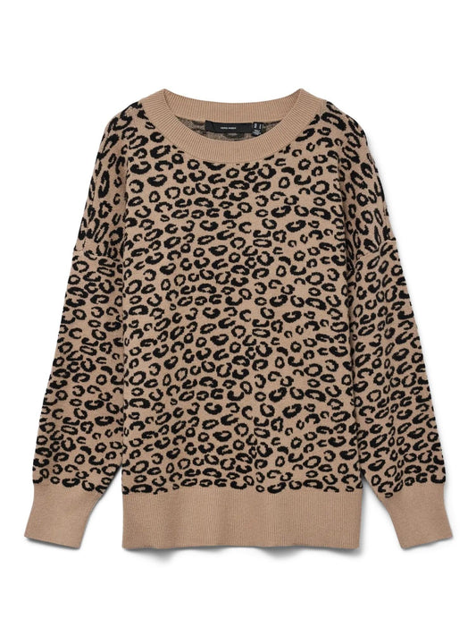NANCY Pullover lungo Donna Silver Mink Black Leo