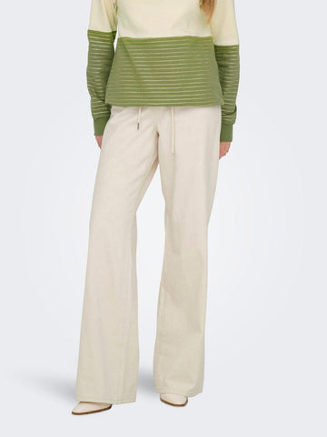 Pantaloni Wide Leg Donna Ecru