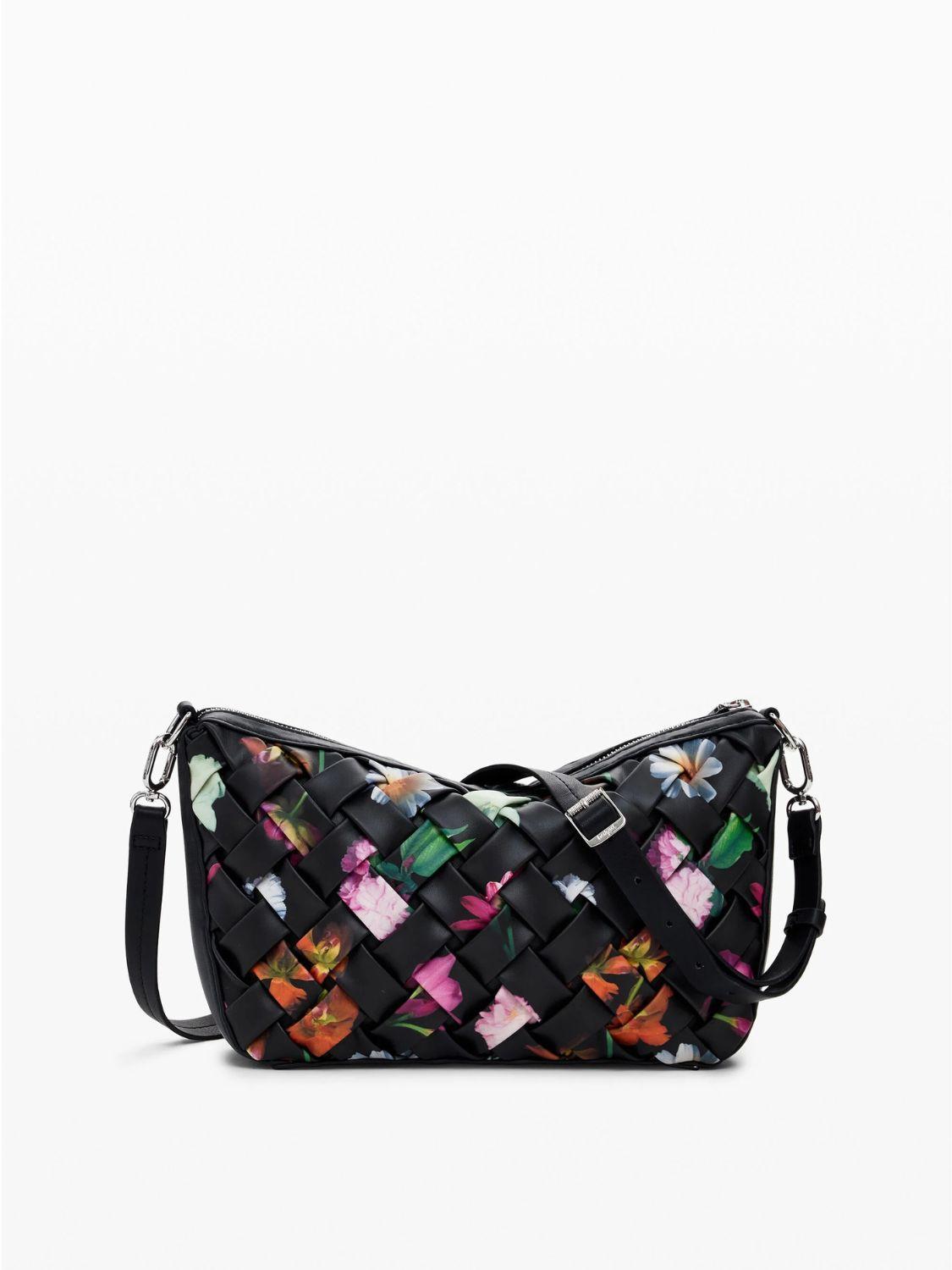 Desigual Borsa intrecciata piccola con fiori Donna Nero 25SAXPBQ 2000 DESIGUAL 