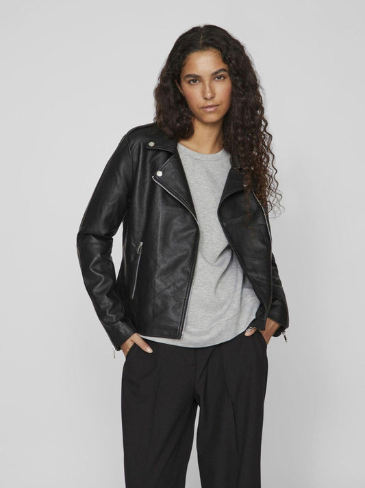 Vila Women's Biker Jacket Black Vicara