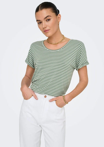 Jacqueline De Yong Top Donna Sissi Bianco e Verde