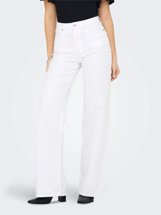 Only Women's White Wide Fit Onlmadison Jeans
