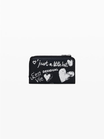 Desigual Portamonete effetto pelle graffiti medio Donna Nero