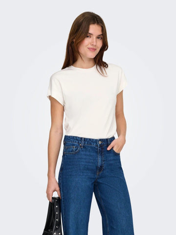Only - T-Shirt Donna Bianco erica