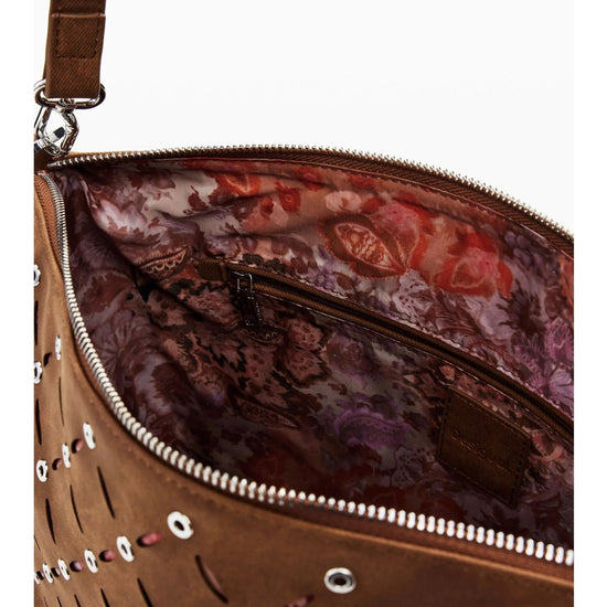 Desigual Borsa effetto pelle traforata media Donna Marrone 25WAXPB5 6011 DESIGUAL 