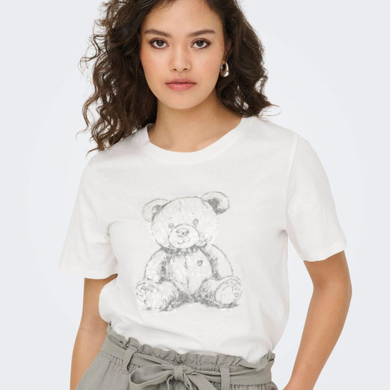 Jacqueline De Yong JDYBIBBI T-shirt Donna Bianco Cloud Dancer 15356686 Cloud Dancer TEDDYBEAR JACQUELINE DE YONG 
