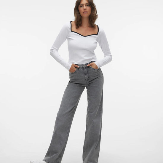 Vero Moda Jeans Donna VMTESSA a Vita Alta Wide Fit Medium Grey Denim 10287304 Medium Grey Denim VERO MODA 