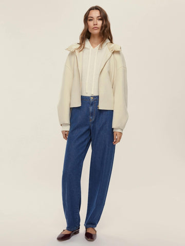 Emme Marella Women's Eritea Hooded Bomber Jacket in Cream