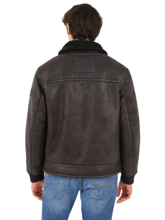 MClassics Men's Black Shearling Aviator Winter Jacket