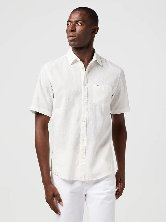 Camicia Manica Corta Una Tasca Uomo Bianco