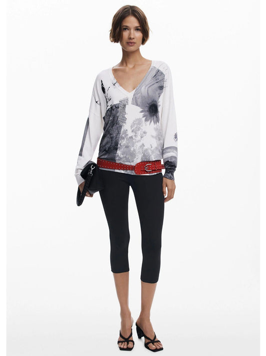 Desigual Maglione sottile collage Donna Bianco