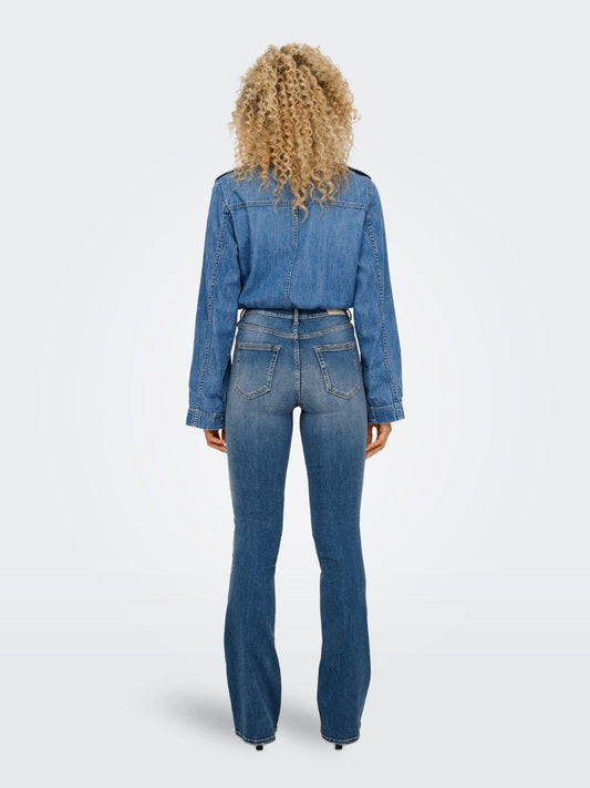 Jeans a zampa d'elefante Donna Medium Blue Denim