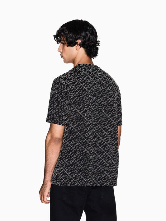 T-shirt Uomo regular fit logo allover Nero