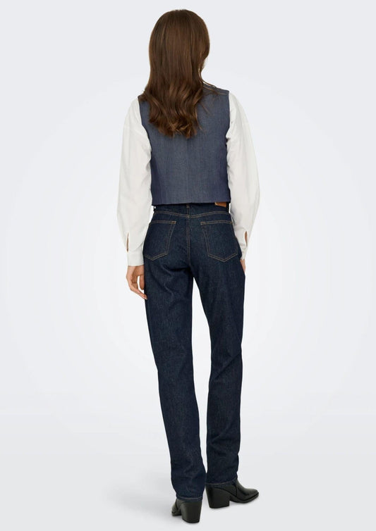 Jacqueline De Yong Gilet Donna Anthony Blu Denim