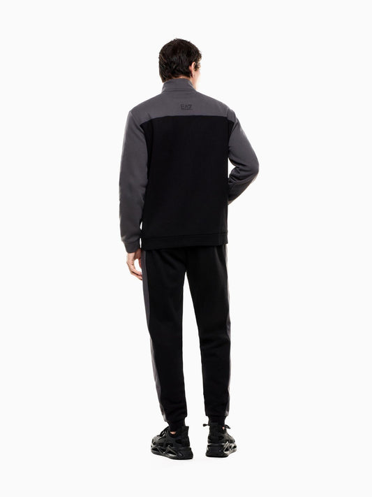 EA7 Emporio Armani Tuta Athletic Colour Block in misto cotone organico ASV Uomo Nero Asfalto