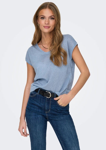 Top Only Donna Silvery Azzurro