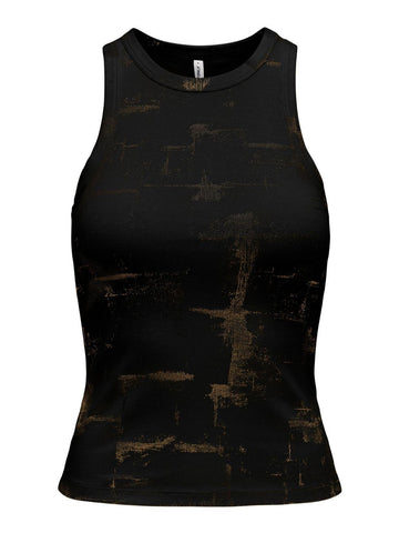 Top Donna Bright Black Pale gold foil