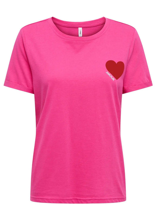 Only - Women's T-Shirt Pink Yarrow Heart