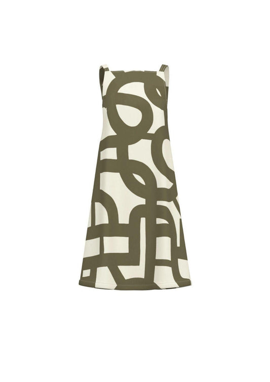Emme Marella - Women's Military Green Geometric Biavo Dress