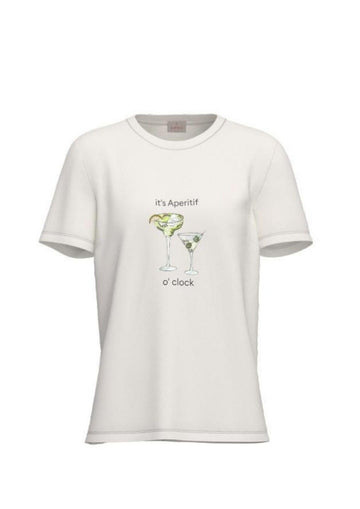 Emme Marella - Maglia Donna gola Bianca Stampa Aperitif