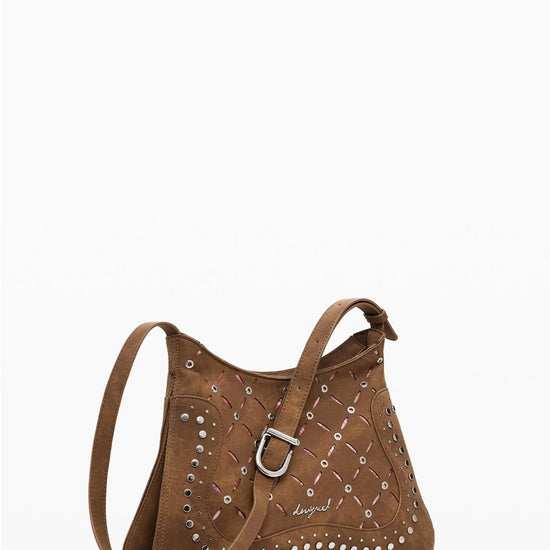 Desigual Borsa effetto pelle traforata media Donna Marrone 25WAXPB4 6011 DESIGUAL 