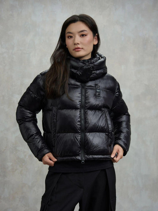 Blauer Giacca Invernale Donna Gloria Nera con Interno Beige