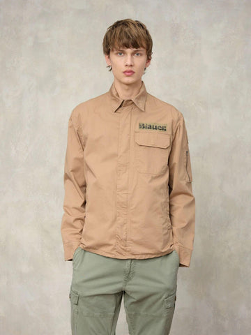 Blauer - Camicia Uomo Beige Multitasche Lambert