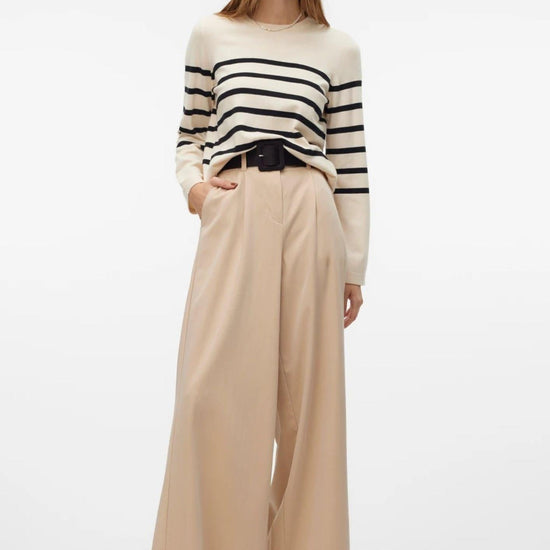 Vero Moda Maglione Donna Saba Bianco Panna A Righe Nere 10309324 Birch BLACK VERO MODA 