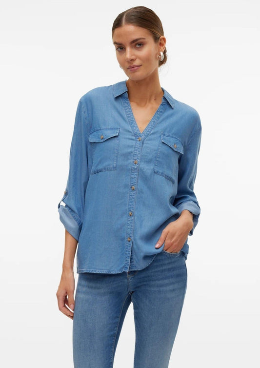 Vero Moda - Women's Shirt Bree Mid Blue Denim