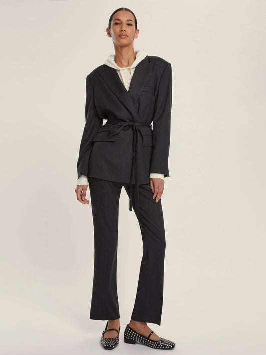 Emme Marella Women's Micron Flannel Straight Trousers in Anthracite