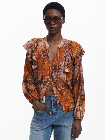 Blusa romantica paisley Donna Arancione