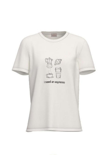 Emme Marella - Maglia Donna gola Bianca Stampa Espresso