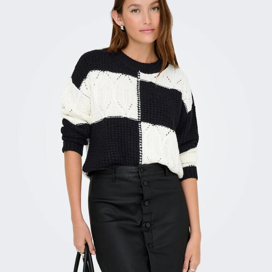Jacqueline De Yong JDYJUSTY Pullover Donna Nero 15276930 Black BLACK / CLOUD DANCER JACQUELINE DE YONG 