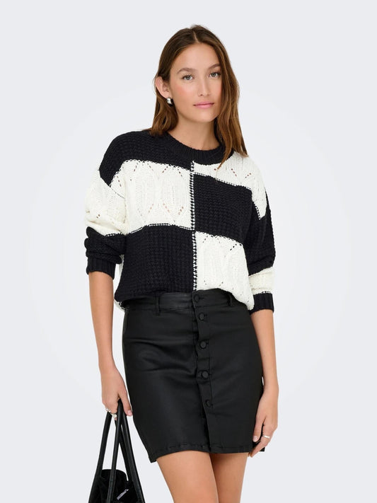 Jacqueline De Yong JDYJUSTY Pullover Donna Nero 15276930 Black BLACK / CLOUD DANCER JACQUELINE DE YONG 