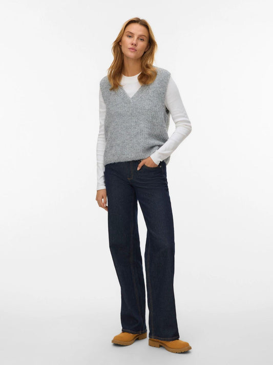 Vero Moda VMNOVAH Maglione smanicato Donna Medium Grey Melange