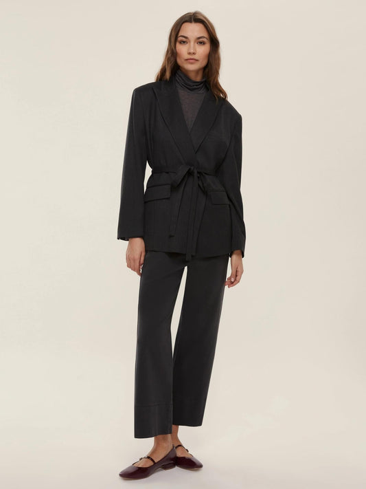 Emme Marella Women's Ruggito Cashmere Blend Turtleneck Sweater Dark Grey