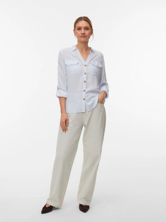 Vero Moda - Women's Shirt Brunnera Blue Snow White Bumpy