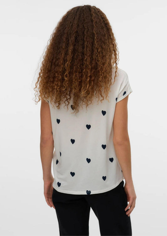 Vero Moda - Women's T-Shirt Ava White Blue Hearts