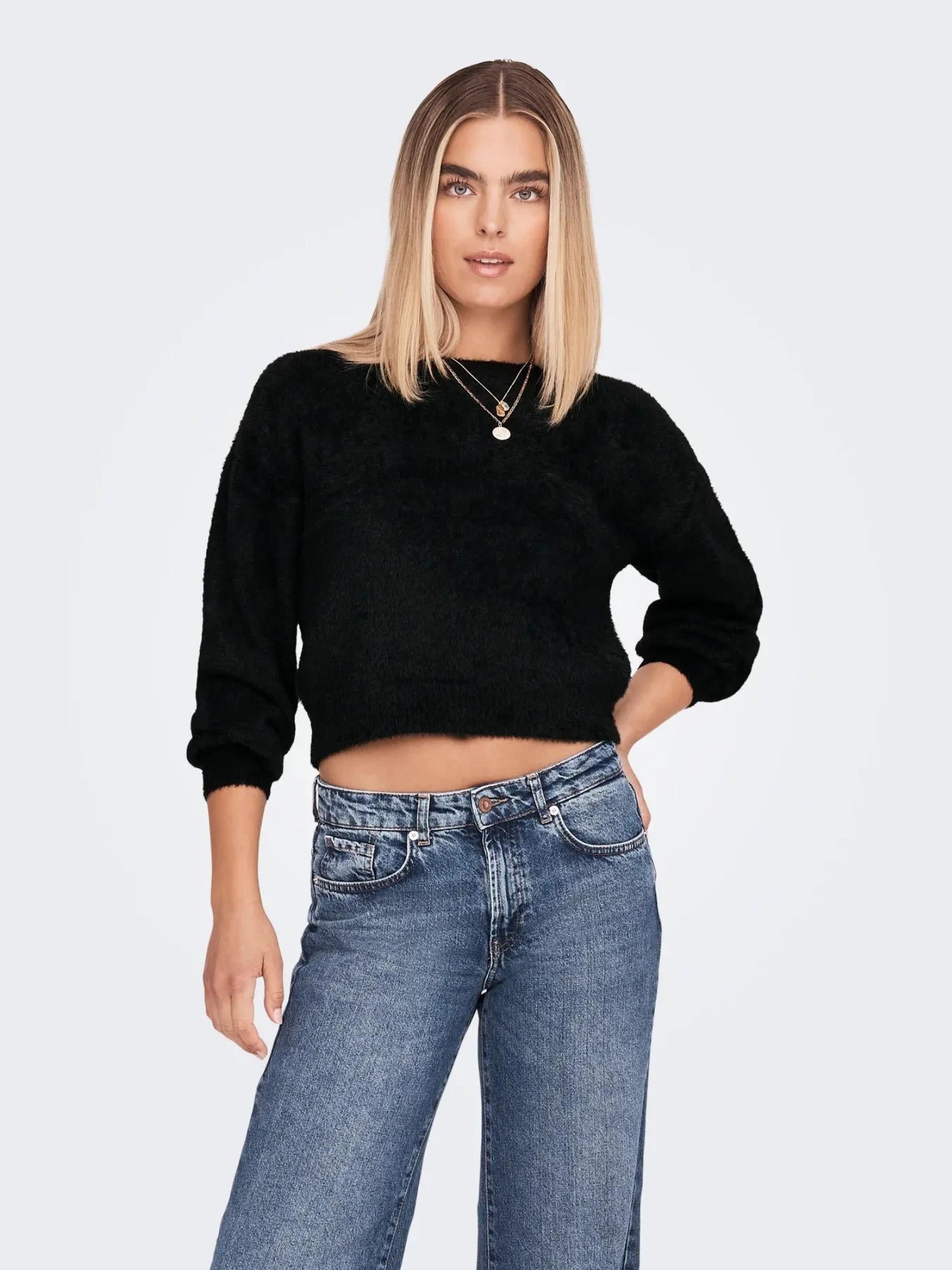 Only ONLPIUMO Pullover Donna Nero 15235973 Black ONLY 