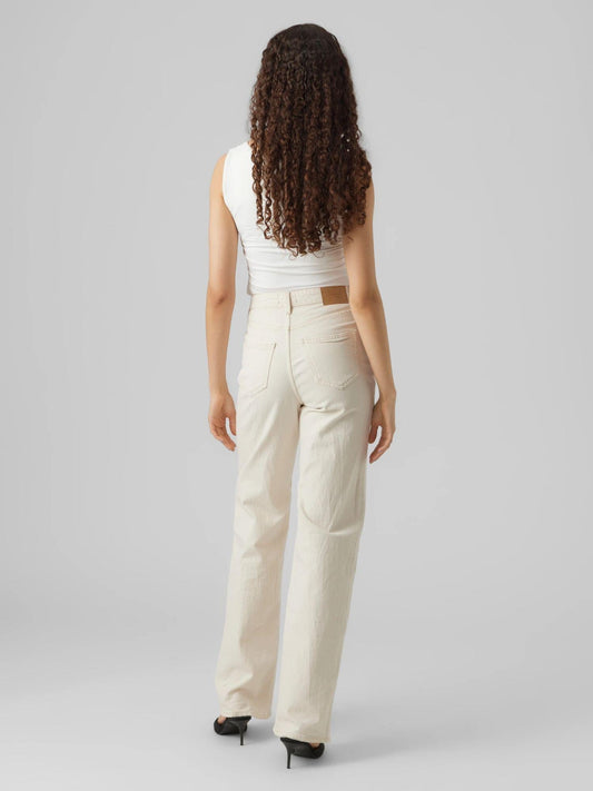 Vero Moda Women's Wide Fit Jeans Ecru VMTessa