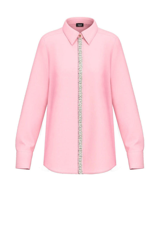 Emme Marella Camicia in popeline con dettagli di perle e strass Valda Donna Rosa