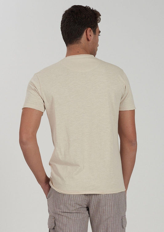 Yes Zee - Men's Grey Beige Crew Neck T-Shirt