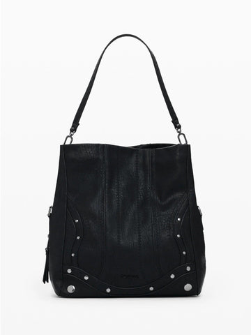 Desigual Borsa effetto pelle ricamata media Donna Nero
