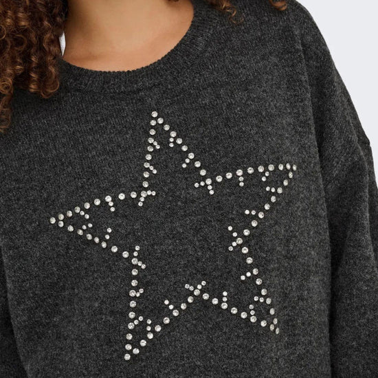 Pullover Donna Only Renata Grigio scuro 15353062 Dark Grey Melange Silver Bling ONLY 